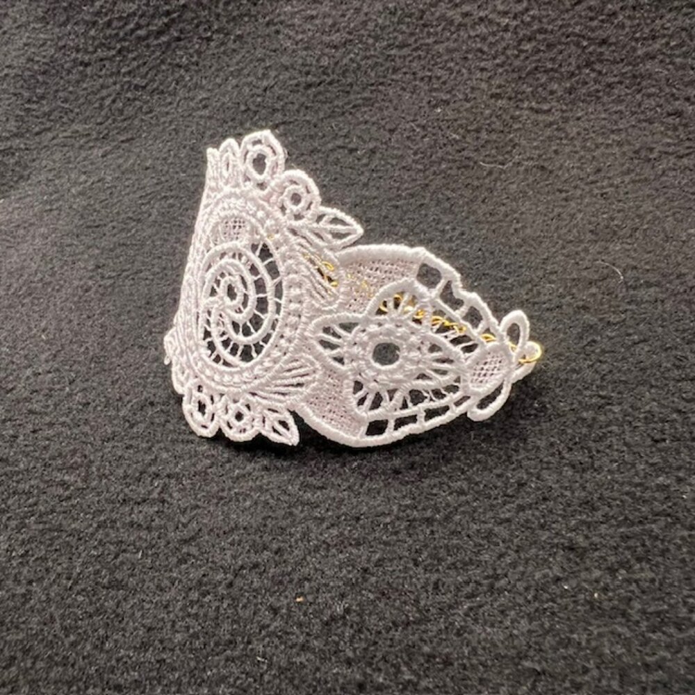 Homemade White Lace Bracelet With Gold Hardware - Picture 5 of 7